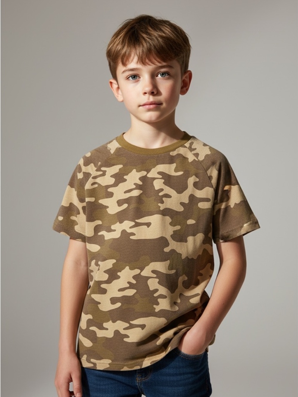 365 kids from Garanimals Boys' 6 green camo T-shirt Brown and Tan cotton blend